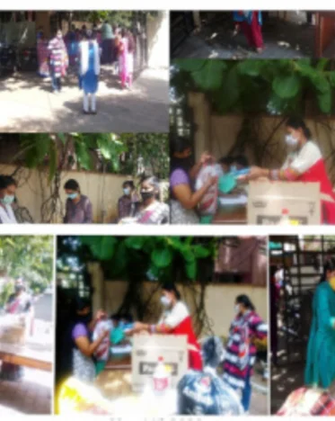 Mosaic of photos with people helped during covid.