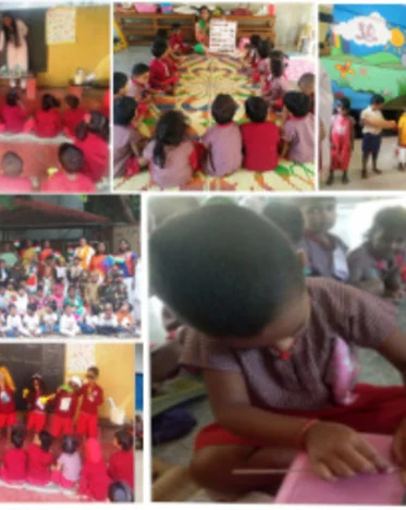 Mosaic of photos with people helped by Mersen India.